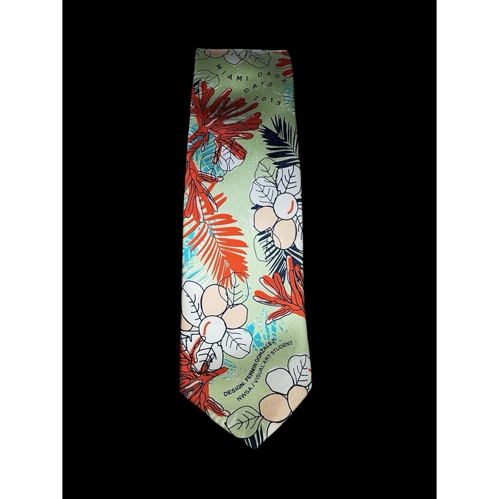 Handmade Tropical Print Tie 100% Silk Necktie 59" X 3.25" Student Art